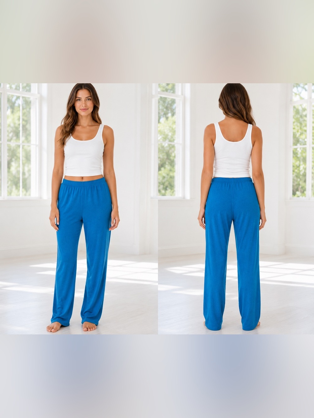 Chico's Travelers No Tummy Pants Relaxed Straight-Leg in Aurora Blue NWT